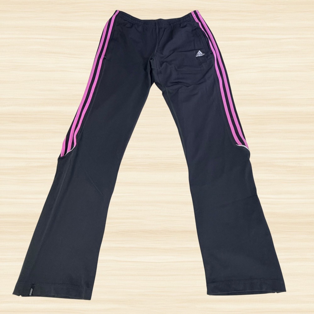 Adidas Clima365 Black Pink 3 Stripe Track Pants Athletic Pull On Womens 8